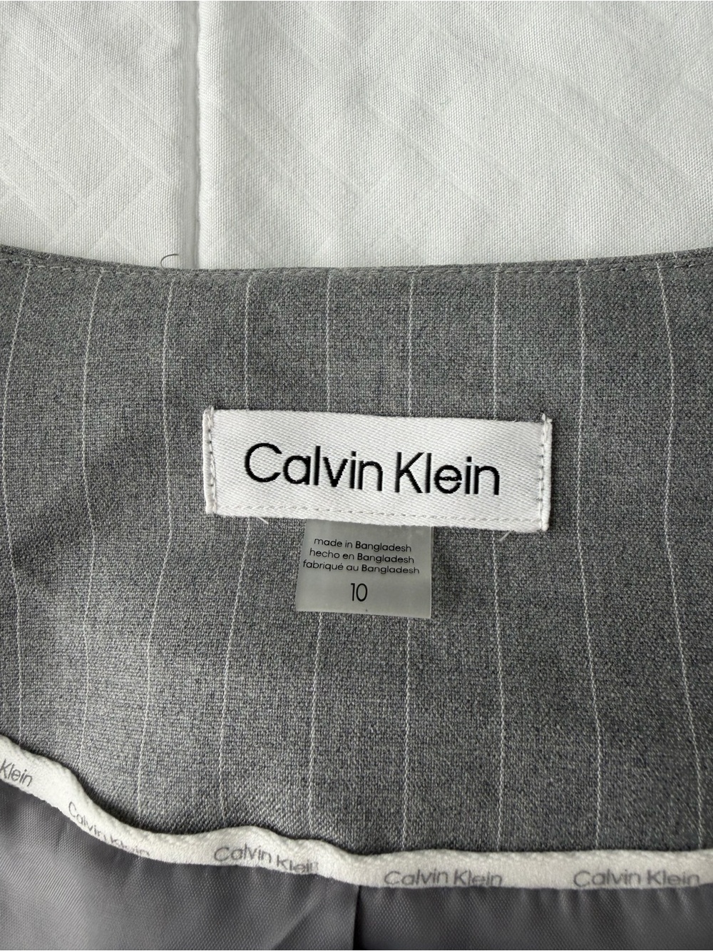 Calvin Klein Pinstripe Vest & Trouser Pantsuit Set Women’s 10 Gray Business Work - Picture 11 of 16